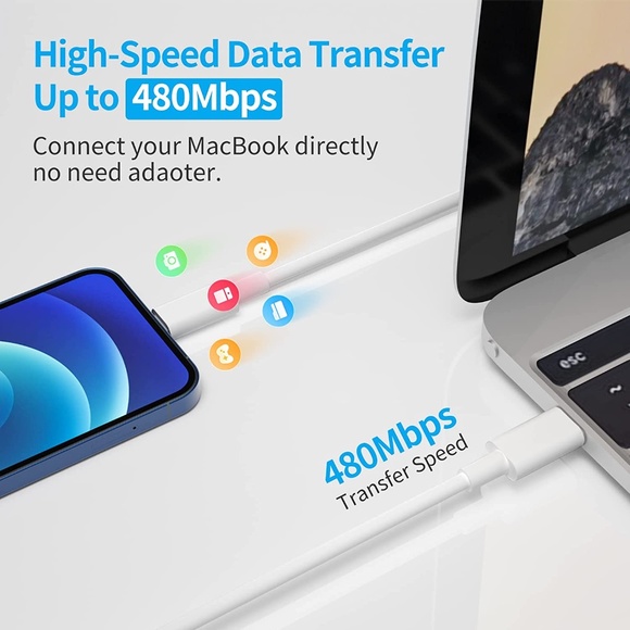 JUD iPhone Fast Charger, 20W PD Adapter with 6.6FT Lightning Cable - Picture 3 of 7